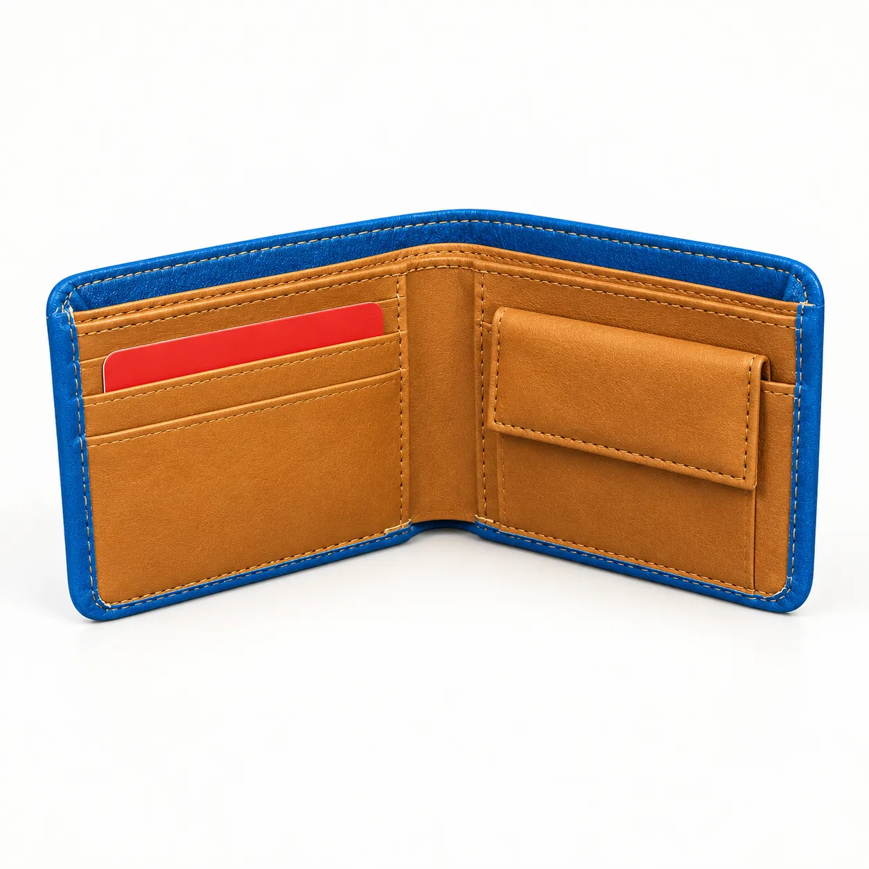 Dual-Tone Designer Leather Bi-Fold Wallet - view 3